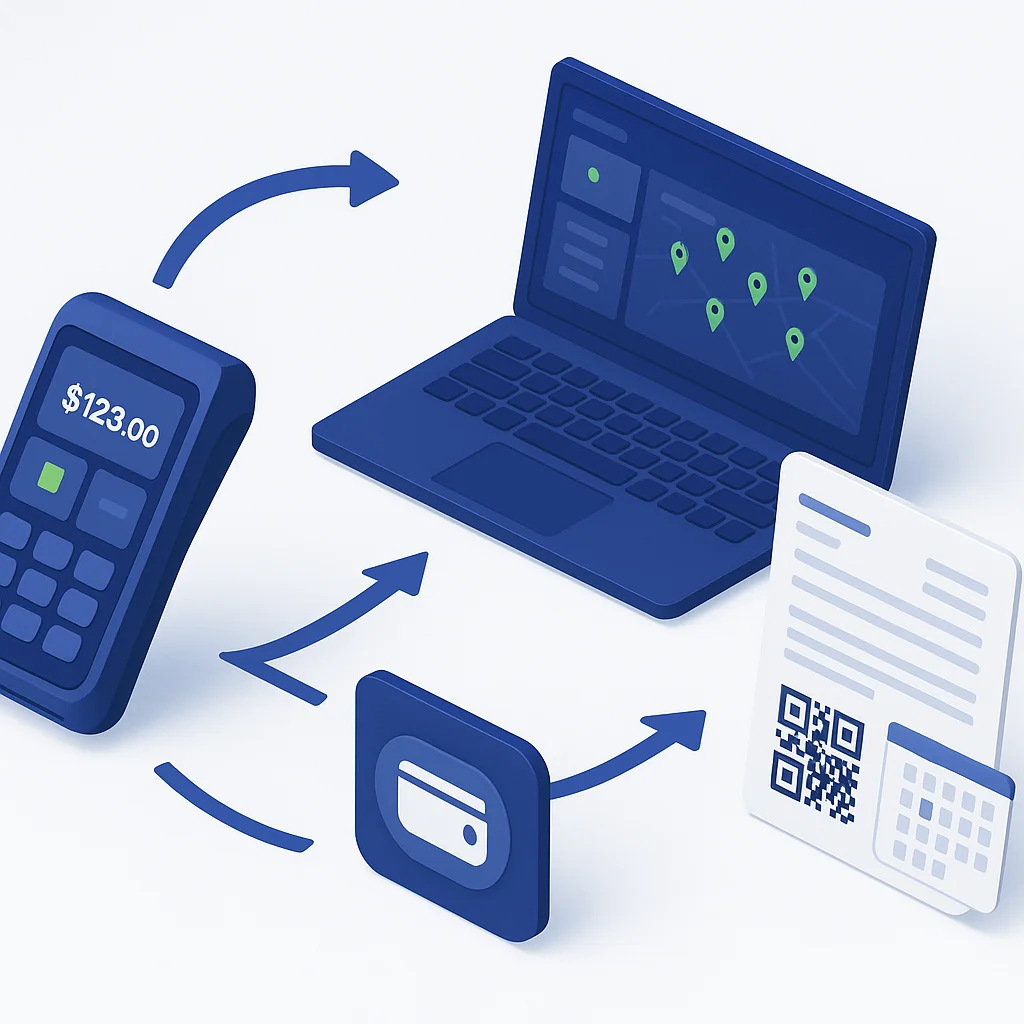 TPV y panel web operando en estación